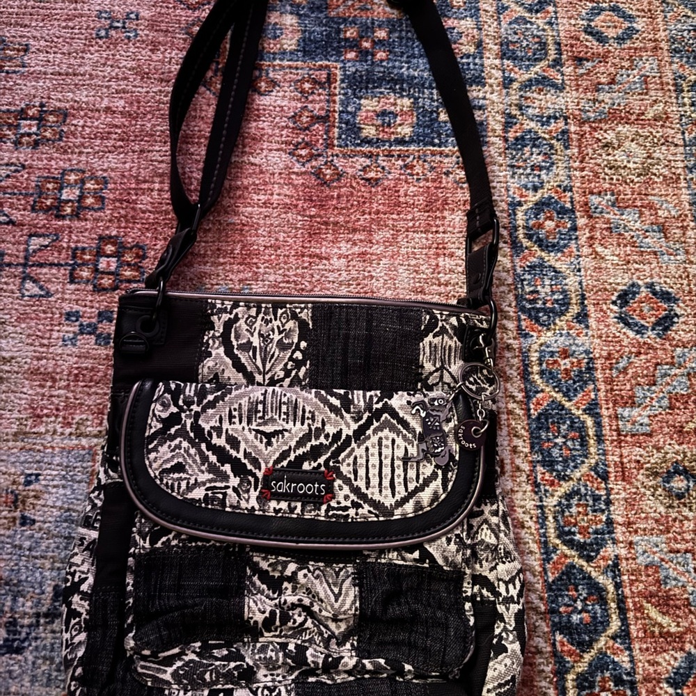 Sakroots Black and White Crossbody Bag